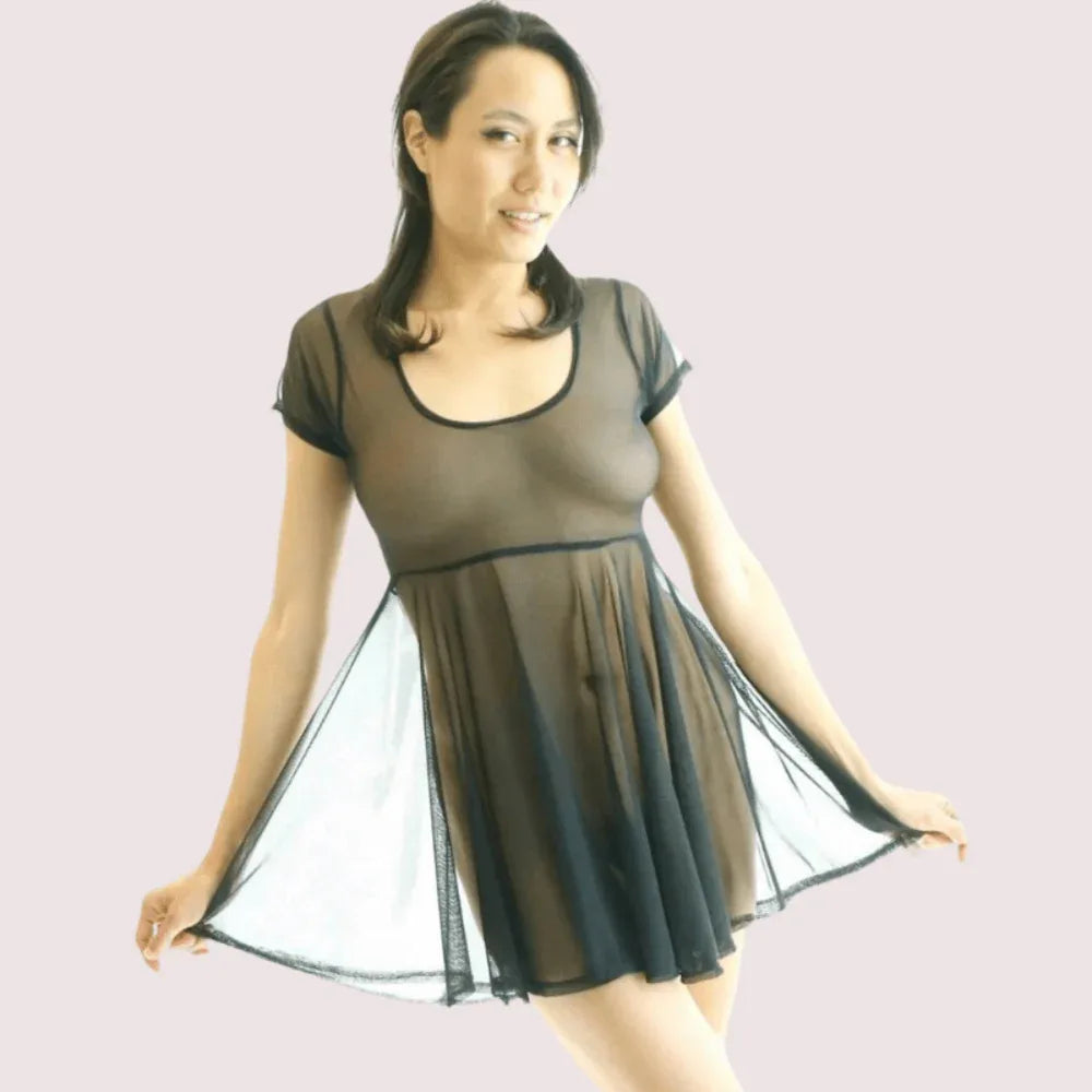 Twilight Glam Mesh Skater Dress – Plus Size Veloura Intimate
