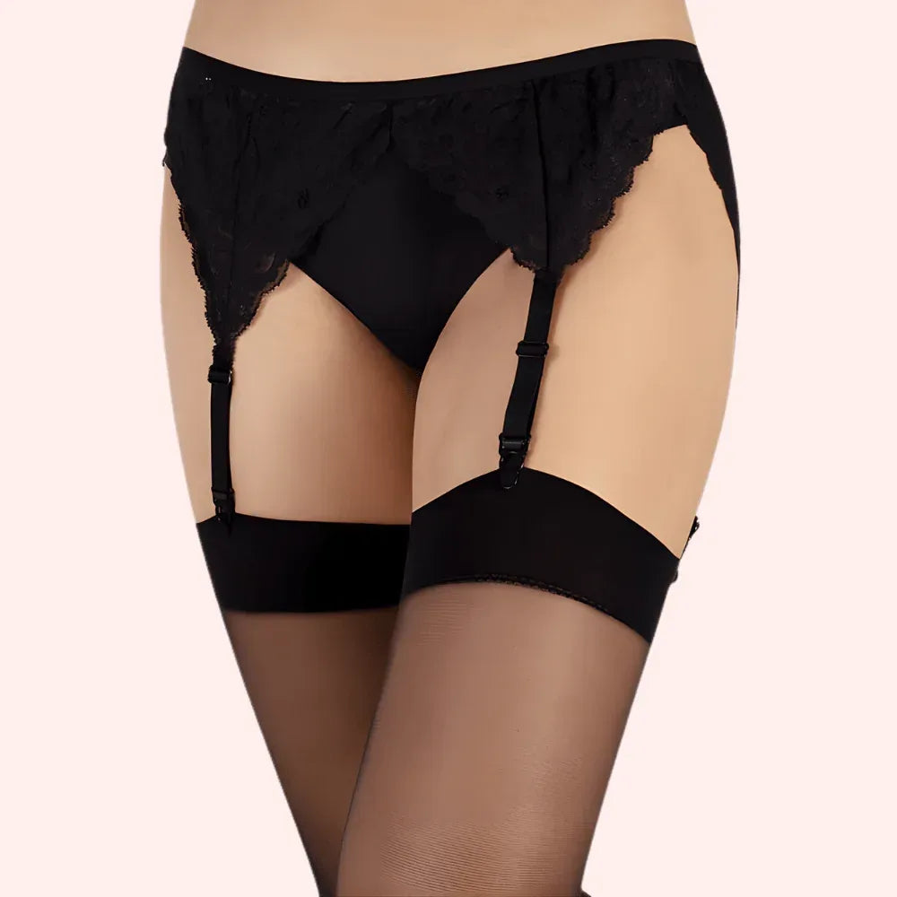 Ultra-Sheer Thigh-High Stockings Pack of 2 – Nude &amp; Black, Silky Finish Veloura Intimate