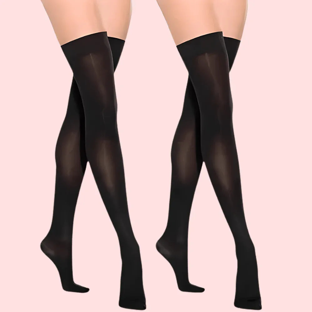 UltraSoft Sheer Black Thigh-High Stockings – Pack of 2 Veloura Intimate