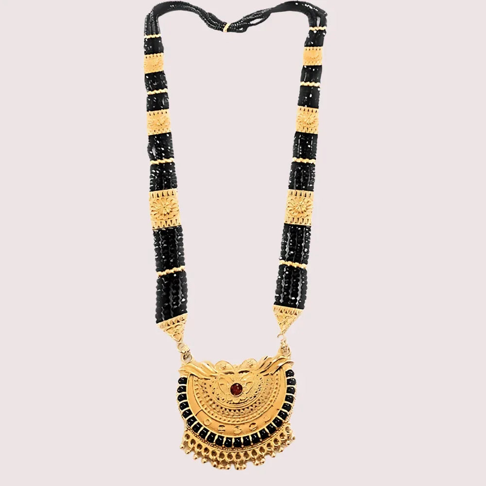 Uttarakhandi Black Beaded Mangalsutra with Stones Veloura Intimate