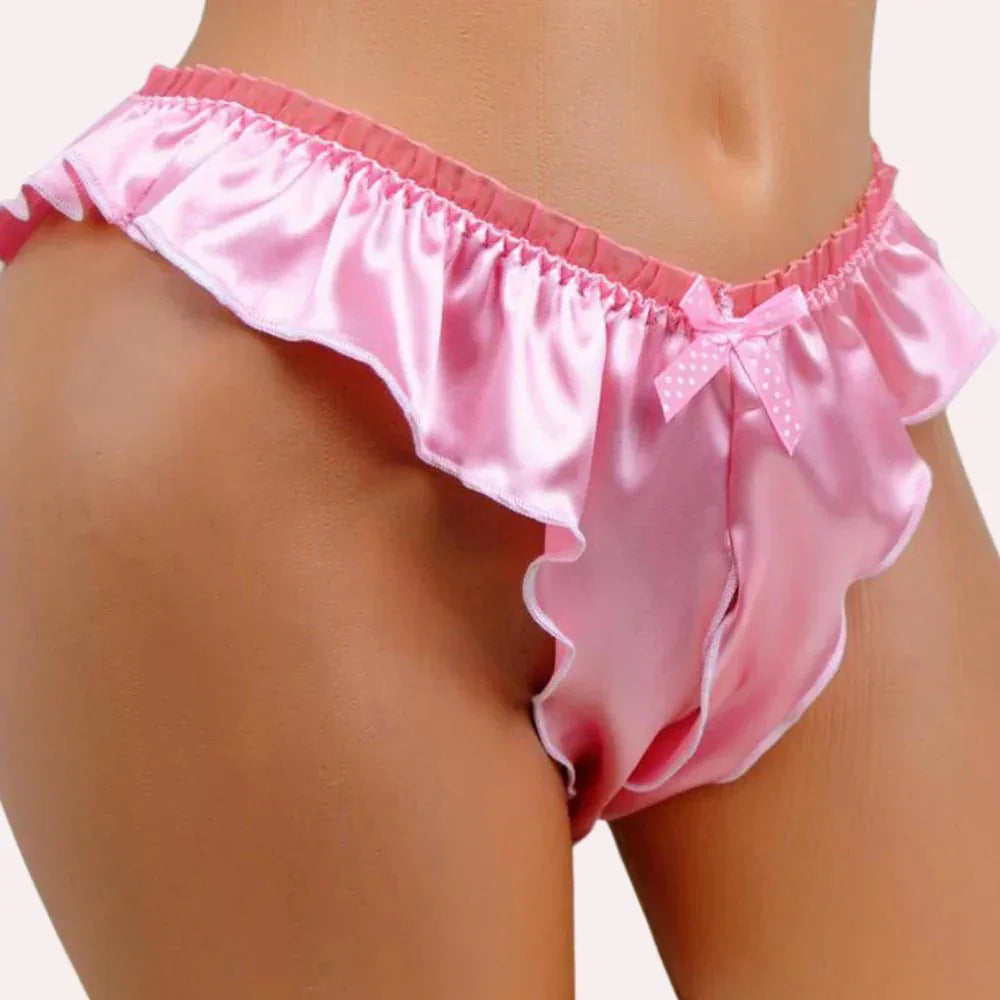 Vera Celeste Silk Satin Crotchless French Knicker Veloura Intimate