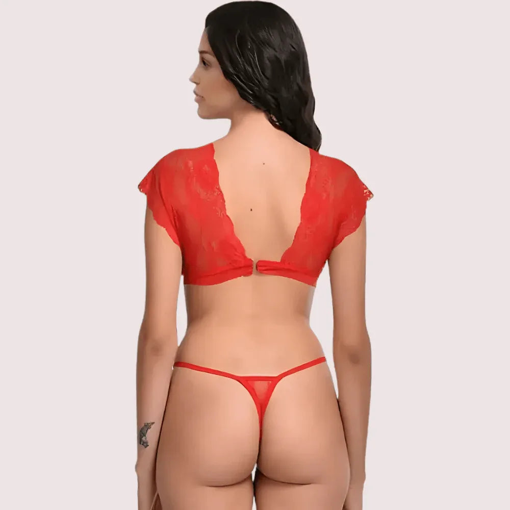 Very Sexy Red Lace Bra G-String Set Veloura Intimate
