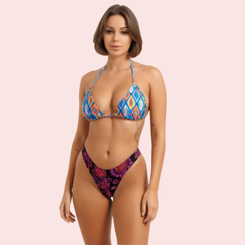 Vibrant High-Leg Floral & Paisley Cheeky Swim Bottom (Bottom Only) Veloura Intimate