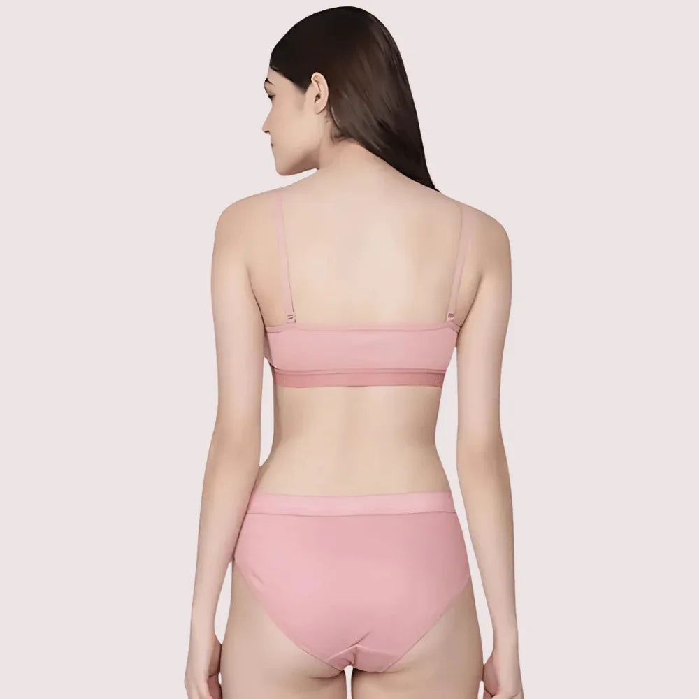 Wire-Free Women's Cotton Sports Bra Panty Set (2 pack) Veloura Intimate