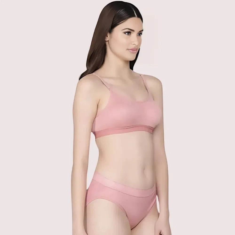 Wire-Free Women's Cotton Sports Bra Panty Set (2 pack) Veloura Intimate