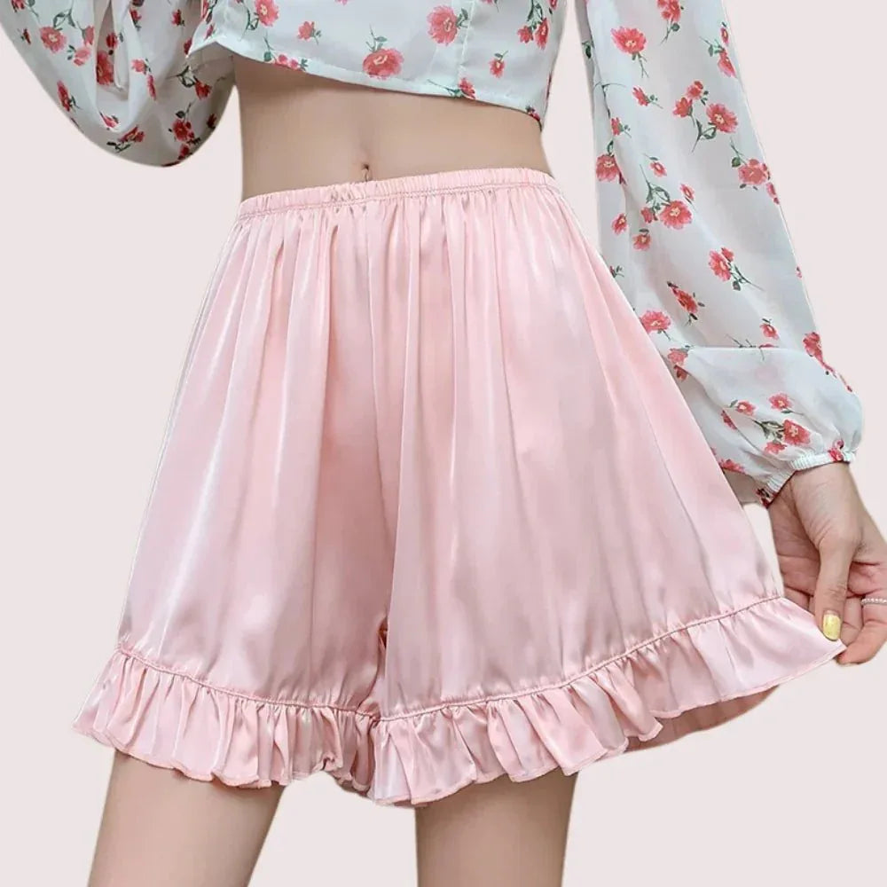 Women Ruffles Satin Faux Silk French Underwear Veloura Intimate