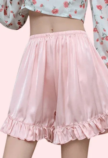 Women Ruffles Satin Faux Silk French Underwear Veloura Intimate