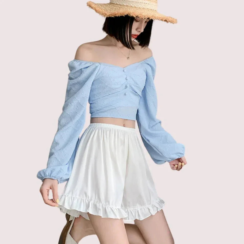 Women Ruffles Satin Faux Silk French Underwear Veloura Intimate