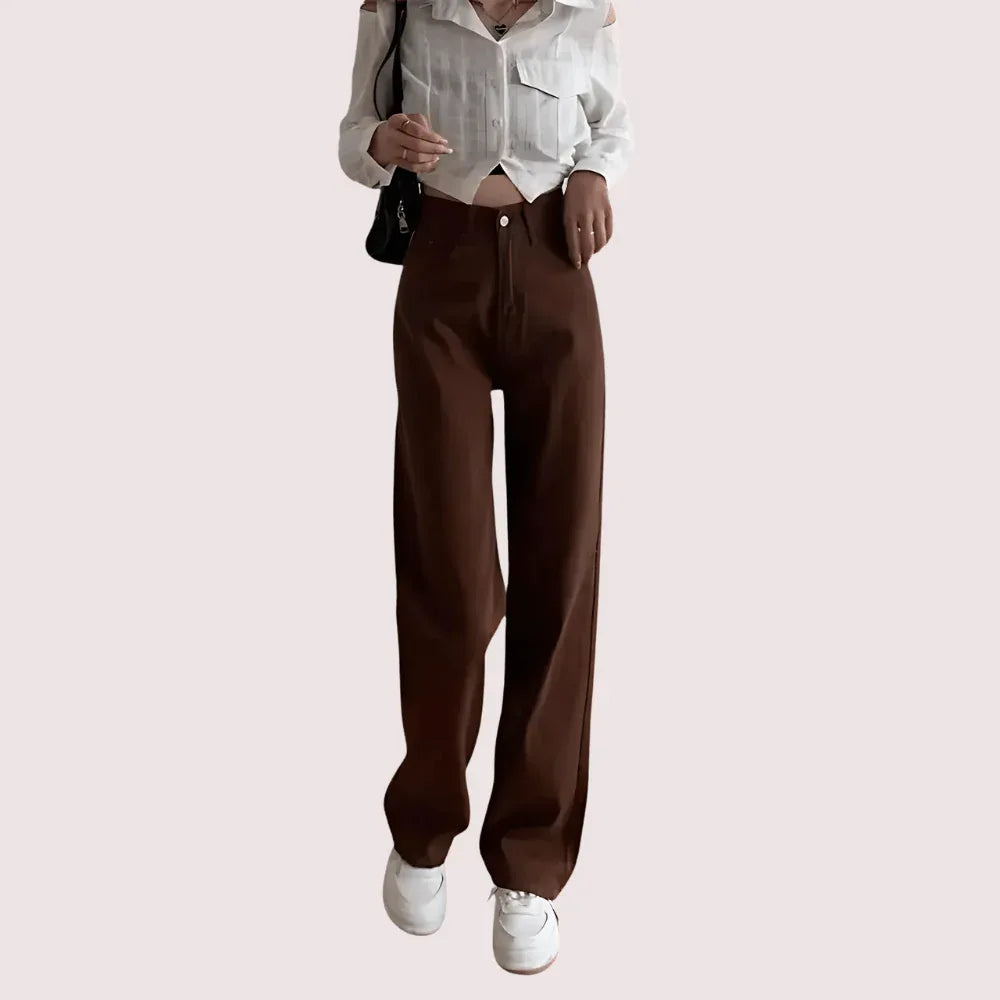 Women's Brown High Rise Wide Leg Loose Denim Jeans Veloura Intimate