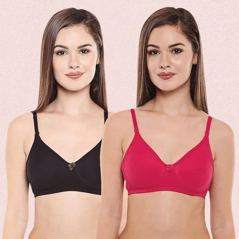Women’s Cotton Non-Padded Seamless Bra Set (Pack of 2) Veloura Intimate