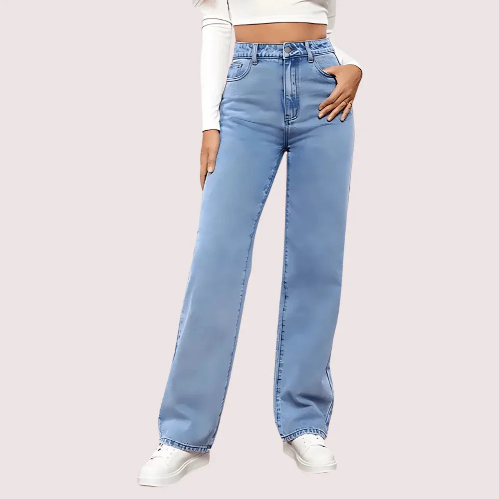 Women's Fashionable Washed High Waist Straight Jeans Veloura Intimate