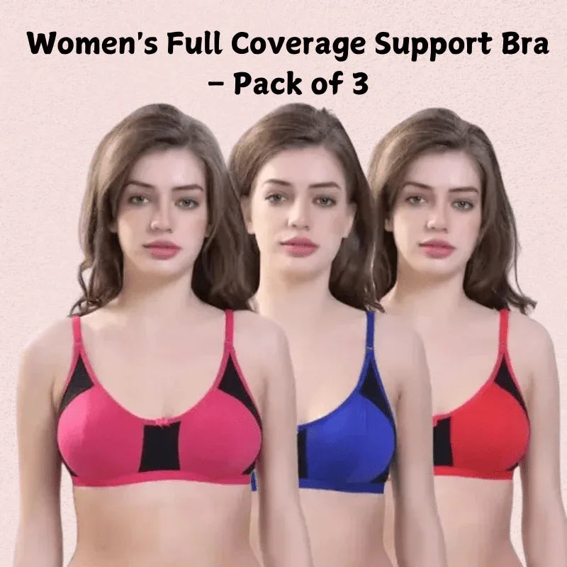 Women’s Full Coverage Support Bra – Pack of 3 Veloura Intimate