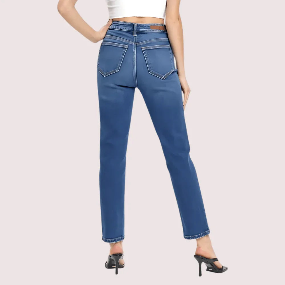 Women's High Rise Classic Slim Straight Denim Jeans Veloura Intimate