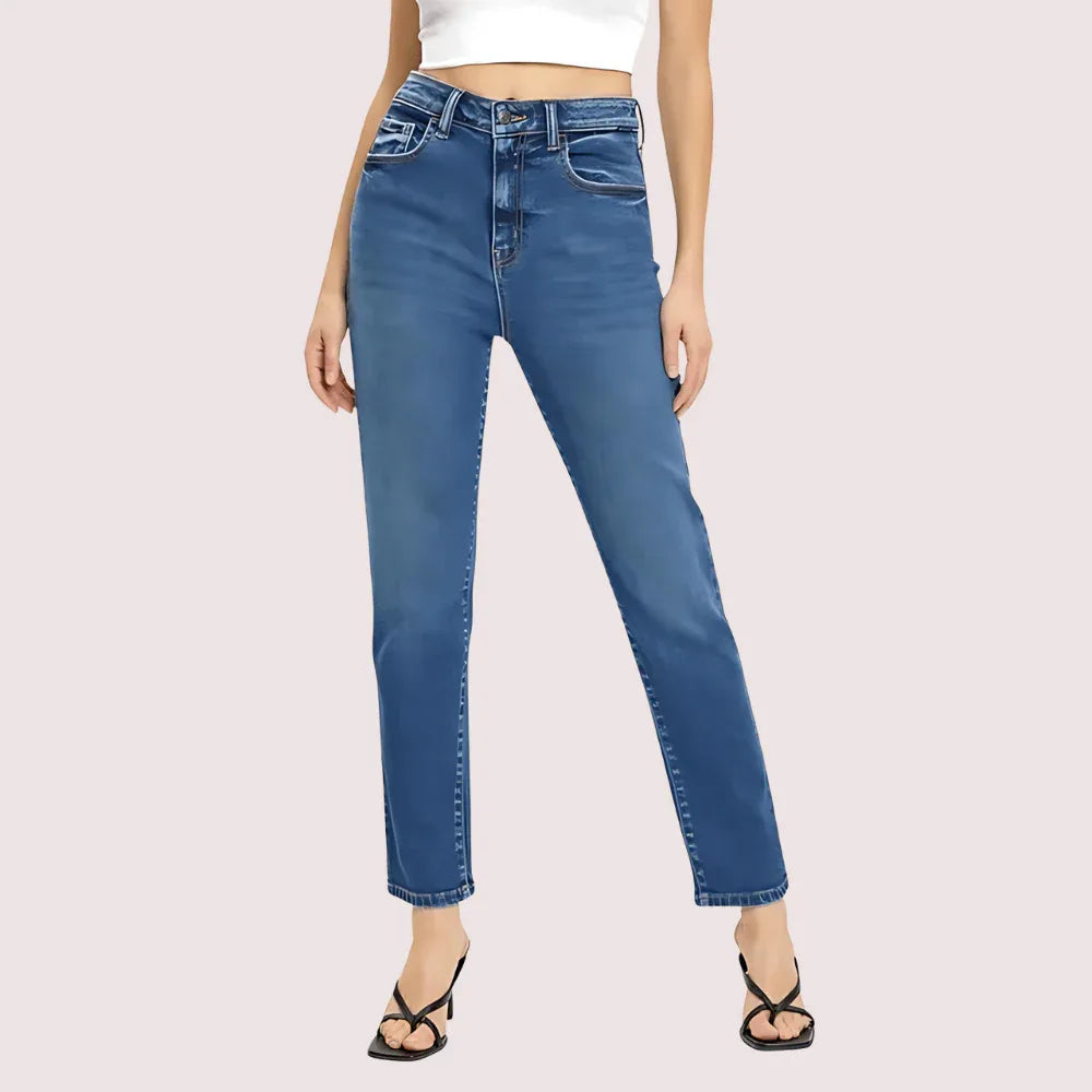Women's High Rise Classic Slim Straight Denim Jeans Veloura Intimate