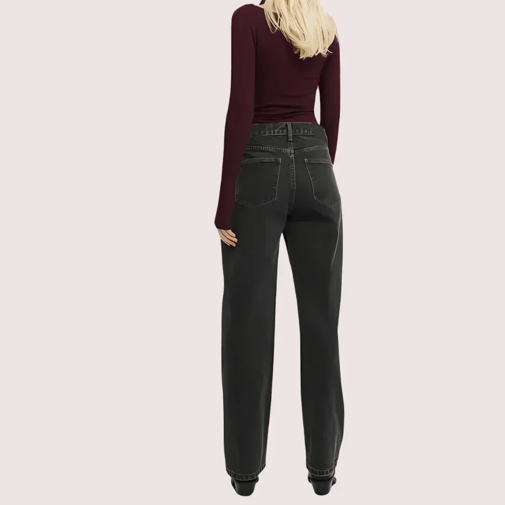 Women's Loose Straight Jeans in Smokey Black Denim Veloura Intimate
