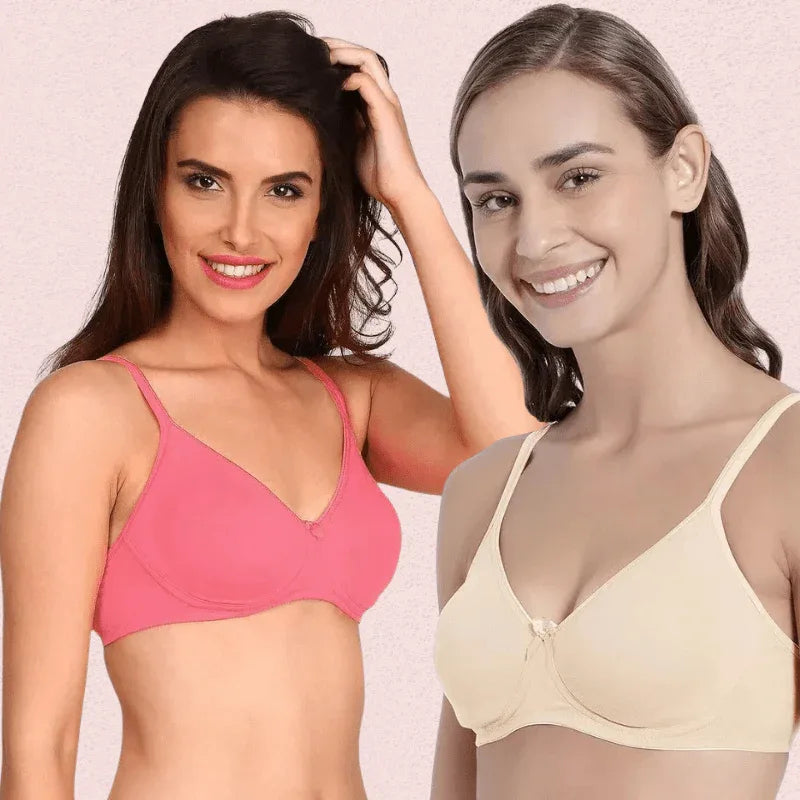 Women’s Soft Cotton Non-Wired Bra (Pack of 2) Veloura Intimate